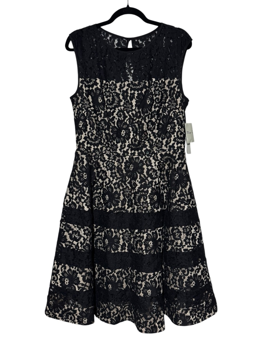 Eliza J NET Black Lace Dress Size 12 Sleeveless Fit Flare Wedding Guest Event